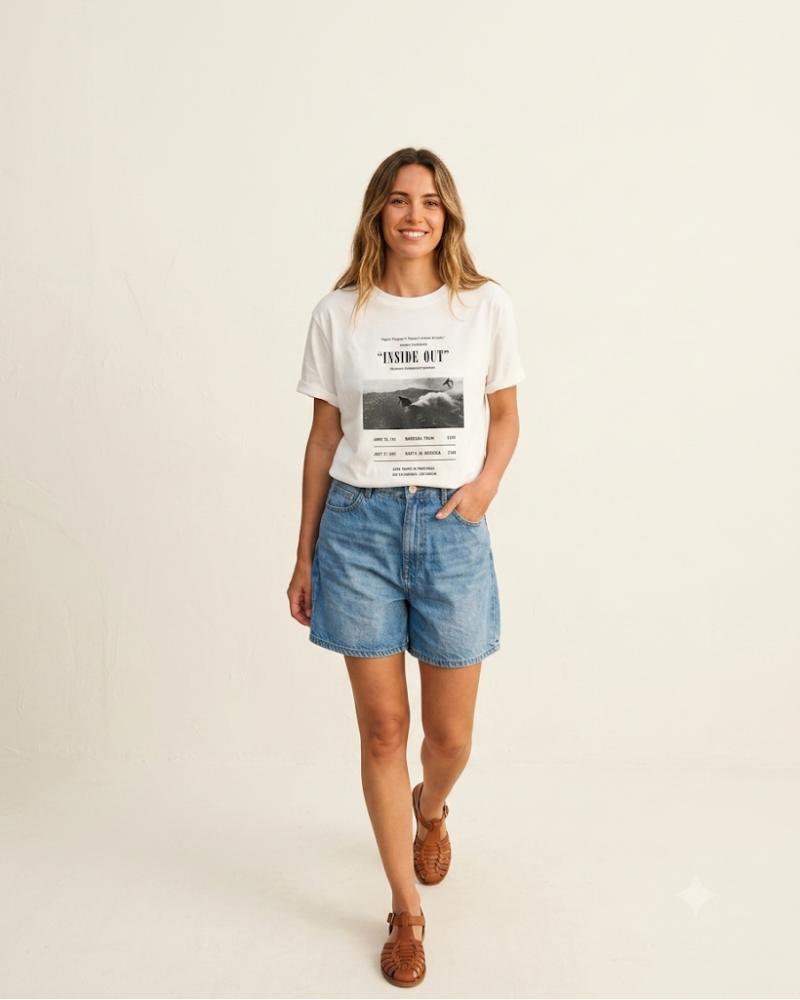 Camiseta Blanca "Inside Out" | Estilo Surf Vintage para Verano