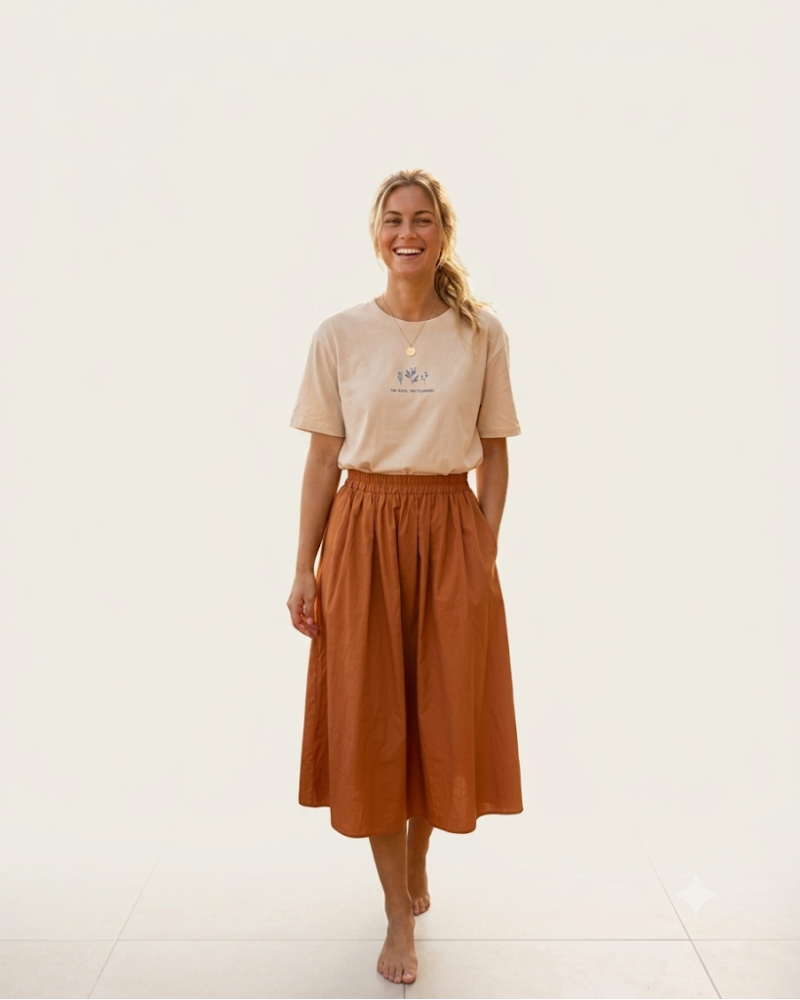 Camiseta Beige "No Rain, No Flowers" | Estilo Natural y Bohemio
